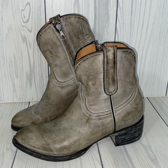 YIPPEE KIKAY Old Gringo Distressed Gray Leather Low Western Cowboy Boots - Picture 2 of 7